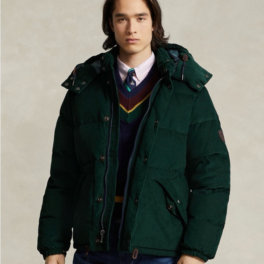 Polo Ralph Lauren Men's College Green Water Repellent Corduroy Puffer Jacket